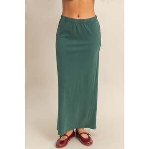 Dark Green Mineral Washed 100% Cotton Tshirt Maxi Skirt